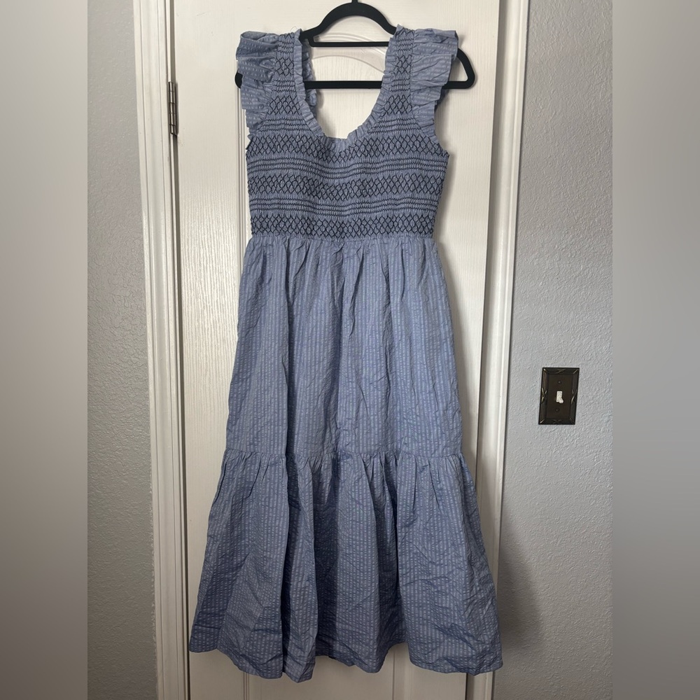 Pomander Place Elegant Blue Gathered Dress - Picture 7 of 11